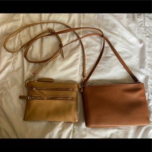 2 Tan faux leather purses